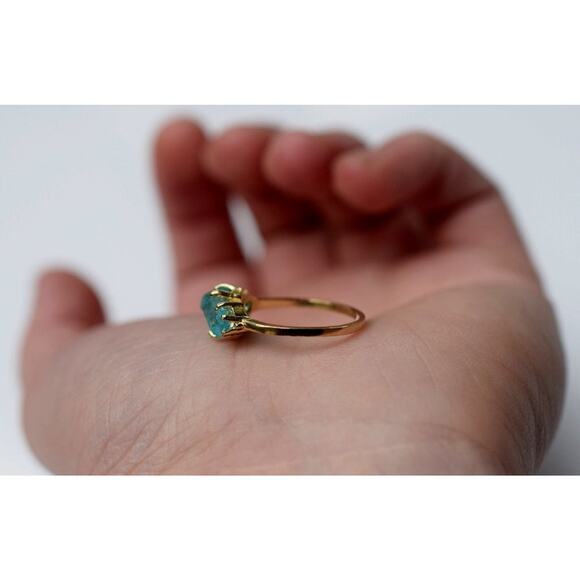 Raw aquamarine ring natural gemstones  size 3 4 5 6 7 8 9 10 11 12 13 - Picture 6 of 7